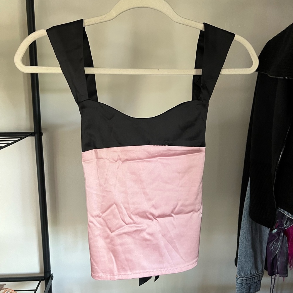 Never Worn Satin Tank Top With Tie Back - XS